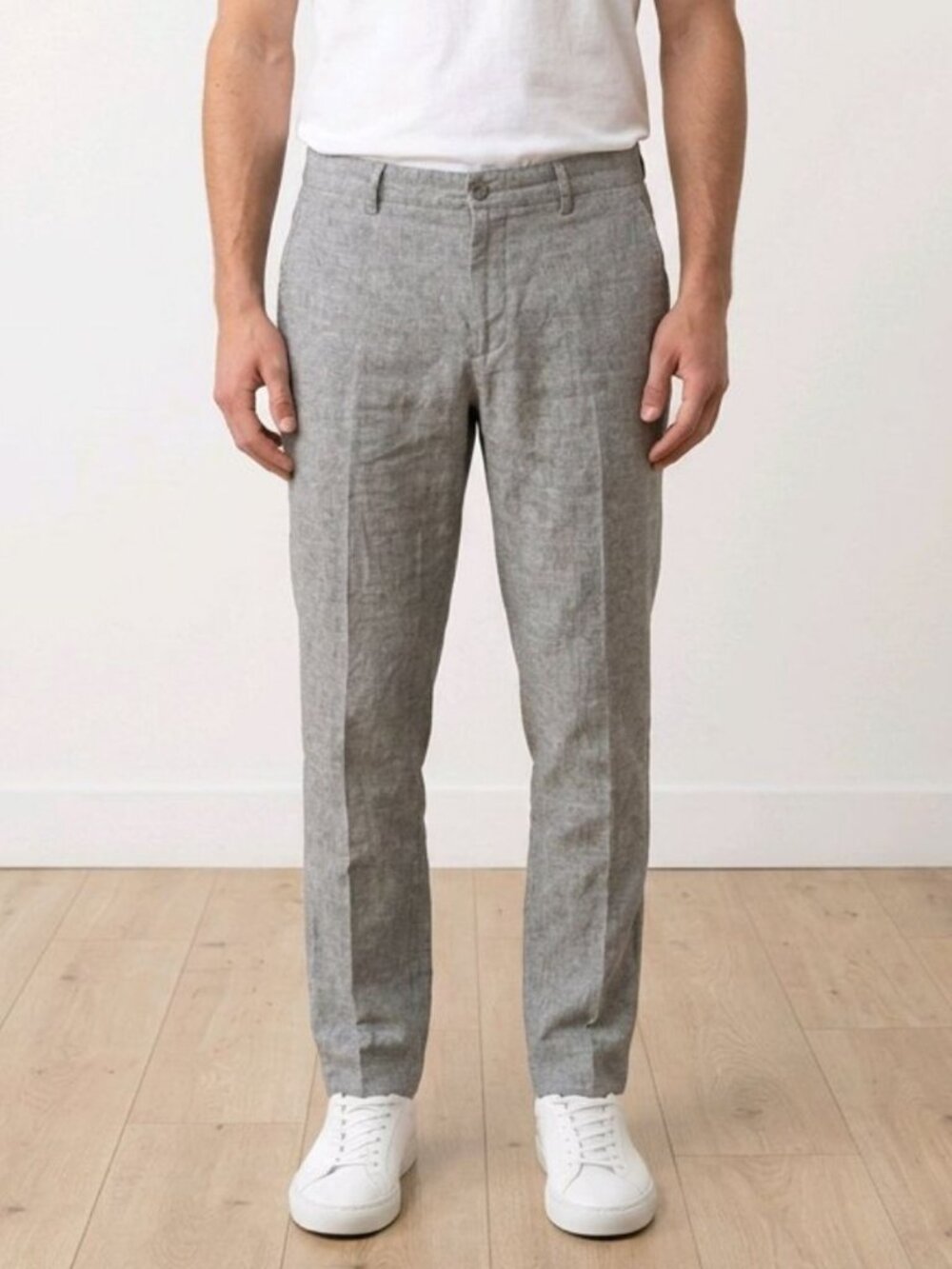 Massimo Dutti Men's 34" Grey Tapered Fit Cotton Blend Dress Pants